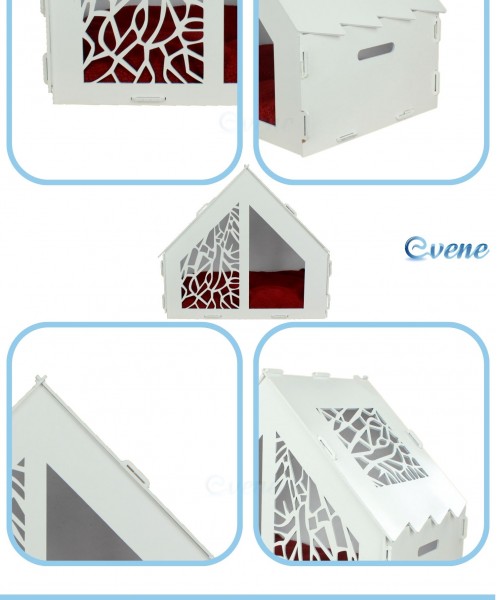 Ahşap Köpek Kulübesi Dekoratif Köpek Evi Beyaz Renk Seperatör Model